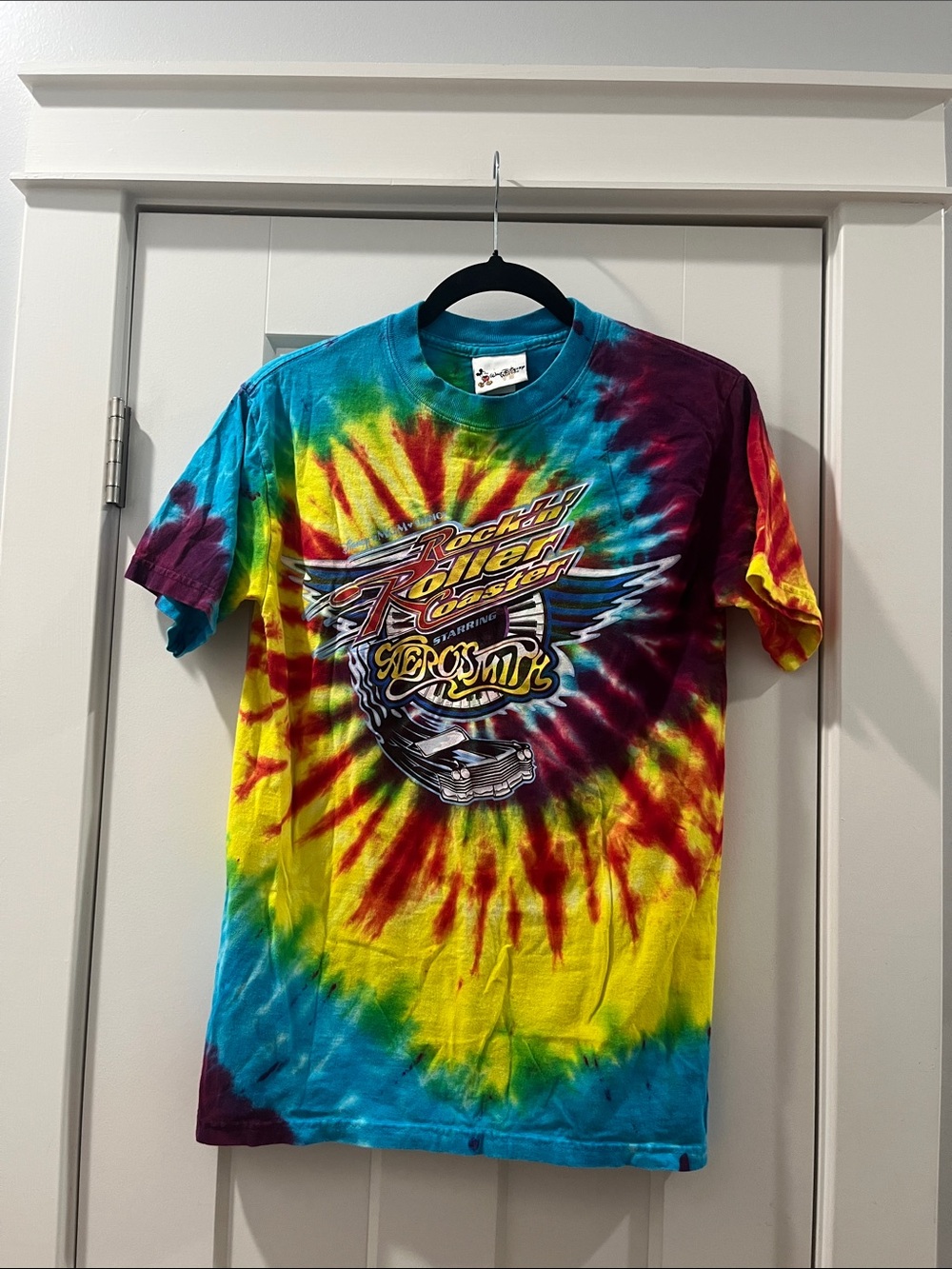 Walt Disney World Vintage 90s Aerosmith Rock 'n' Roller Coaster Tie Dye Small